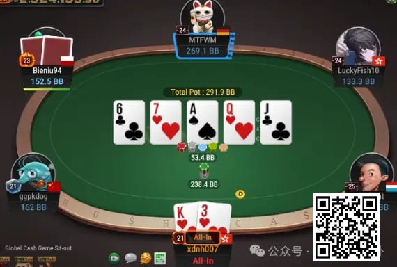 【红龙扑克】牌局分析：超酷的3倍超池allin bluff