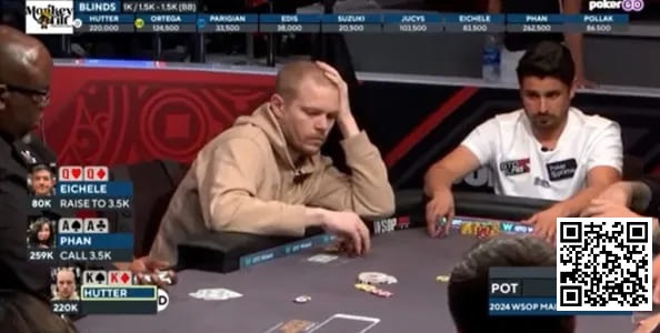 【红龙扑克】话题 | WSOP主赛事，两位选手在翻牌前先后弃掉KK和QQ
