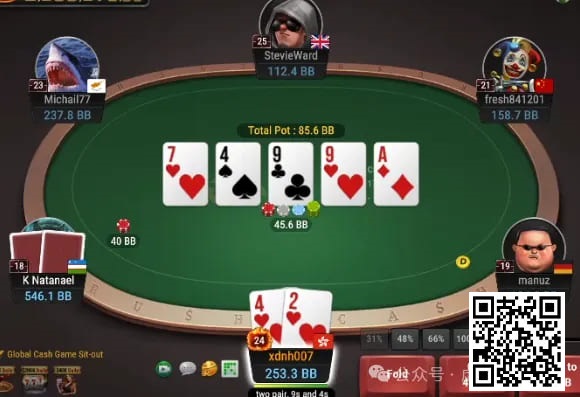 【红龙扑克】牌局分析:底对翻牌3bet,河牌抓鸡?