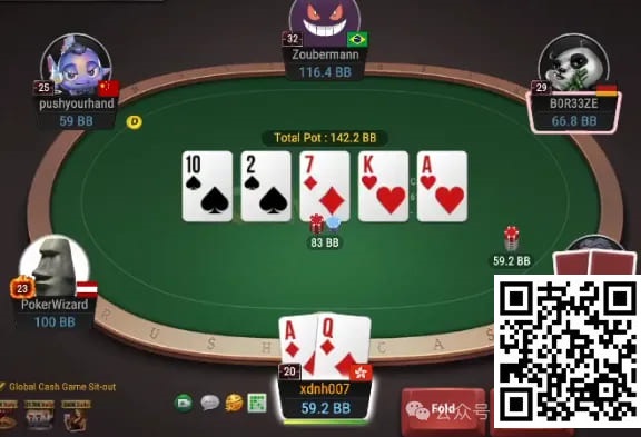 【红龙扑克】牌局分析：河牌歪中顶对被donk allin