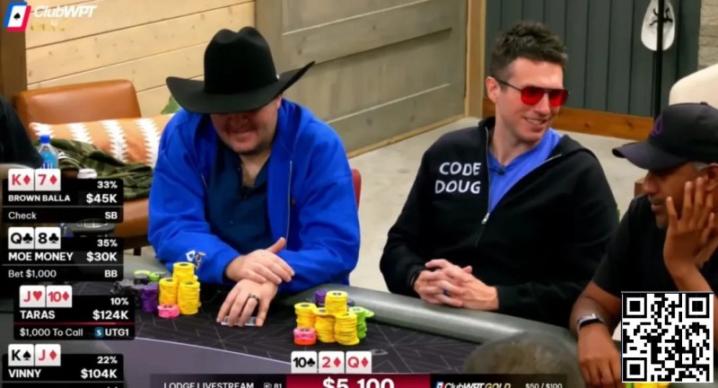 【红龙扑克】牌局分析：中对河牌圈过牌-加注诈唬，迎头撞上坚果顺