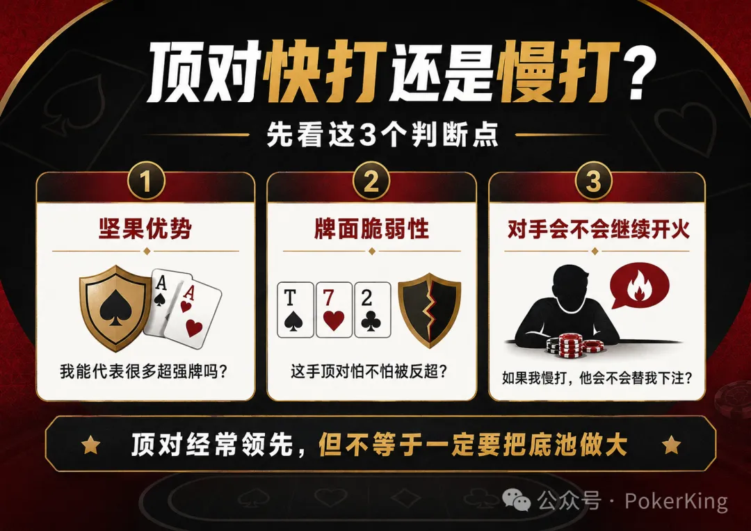 【红龙扑克】别一拿顶对就加注:这5种情况,慢打反而赢得更多