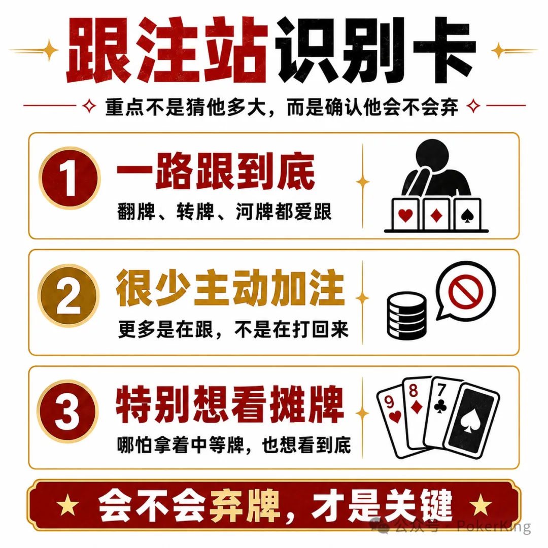 【红龙扑克】面对“跟注站”，别再讲复杂故事了：三条调整让你少吃亏