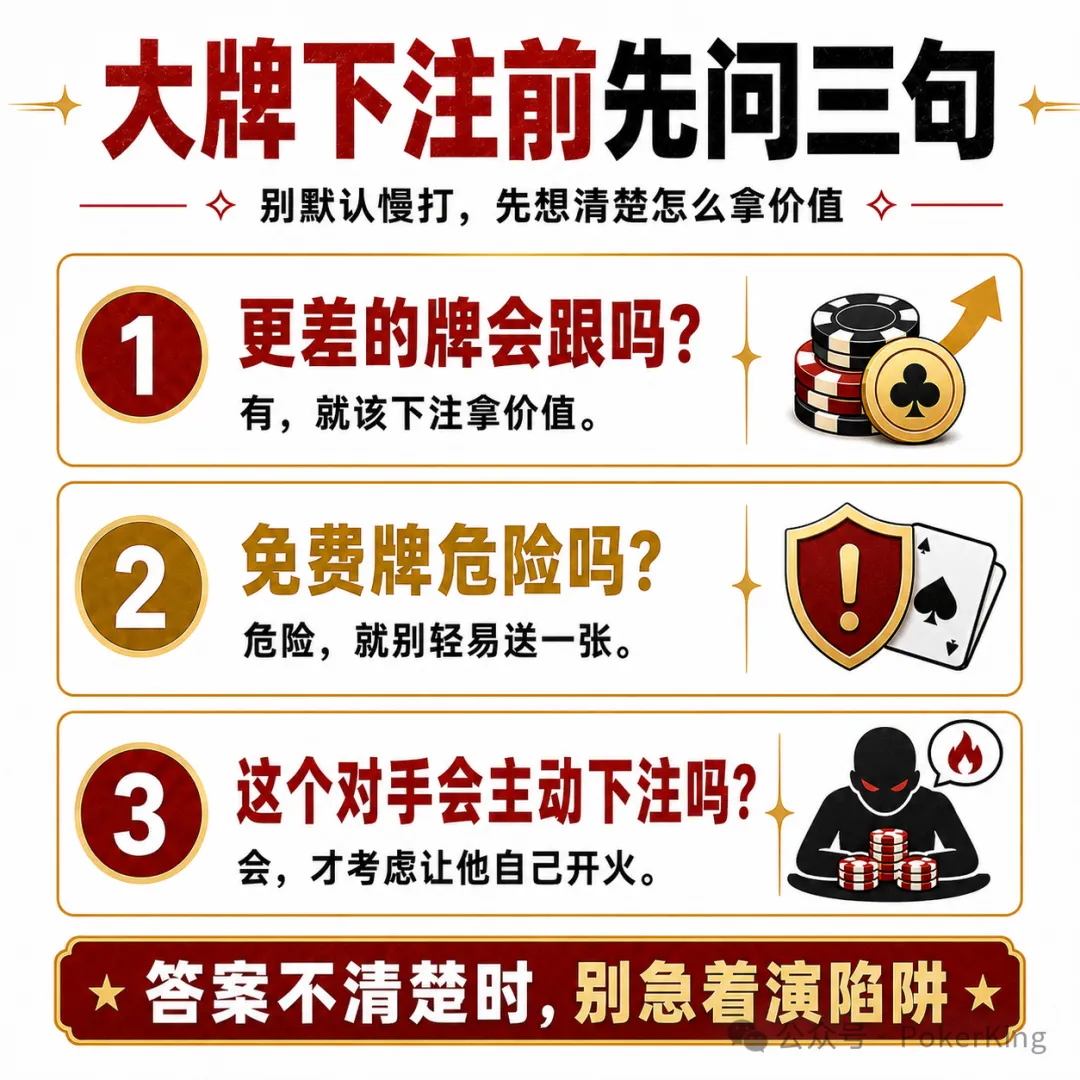 【红龙扑克】抓到大牌底池却很小？你不是运气差，是价值没拿够
