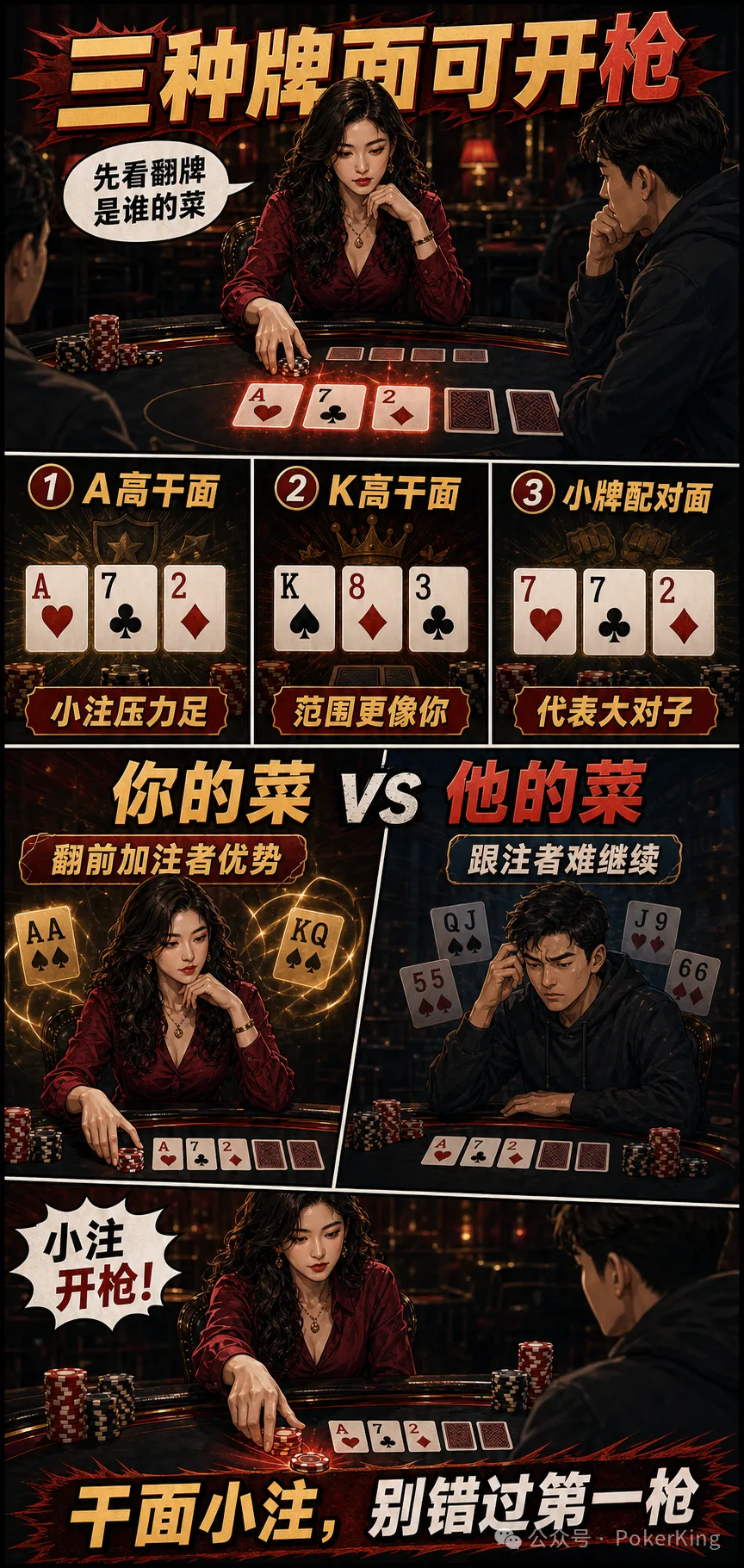 【红龙扑克】翻牌第一枪该不该开?别只看自己中没中,先看牌面更像谁