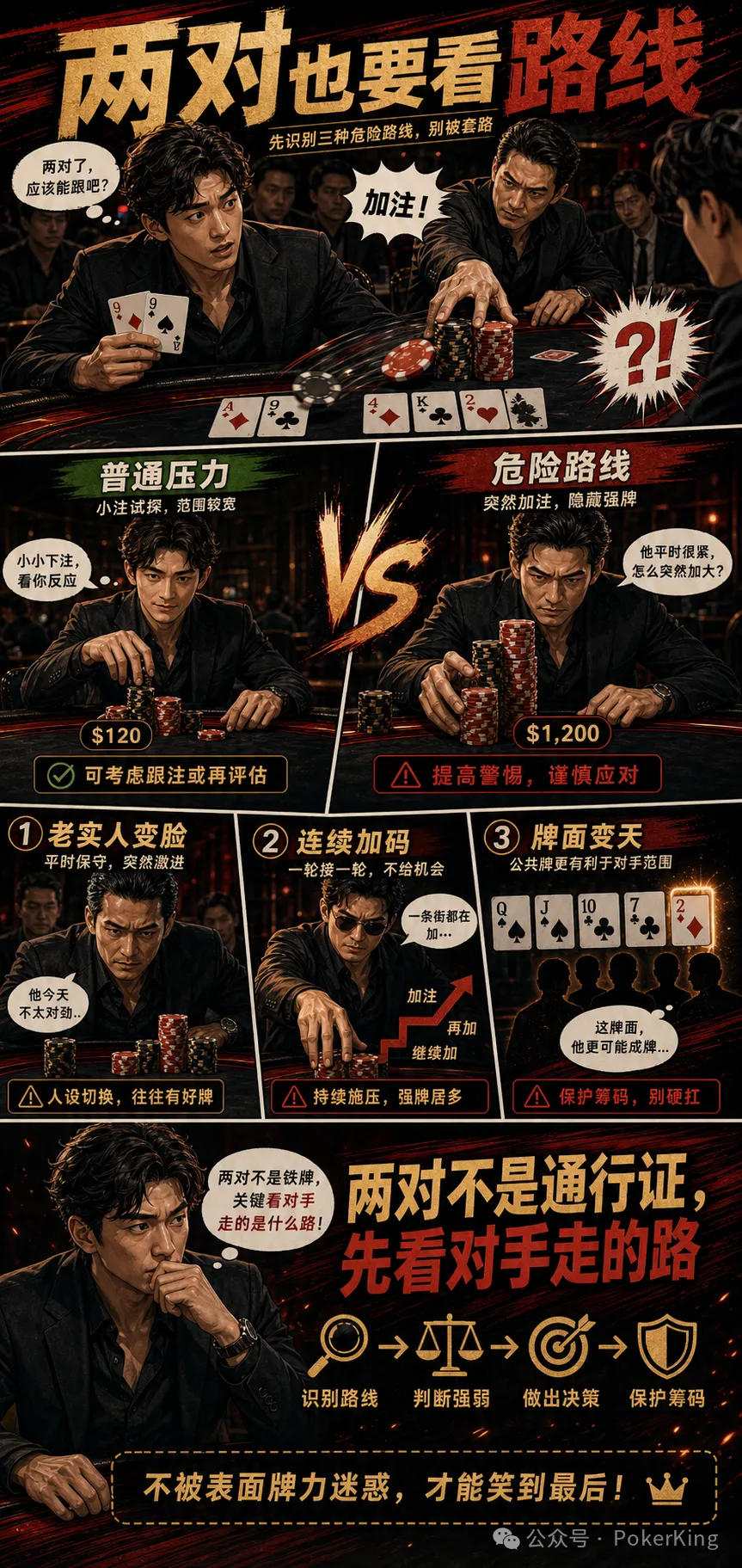 【红龙扑克】两对被加注,为什么越看越危险?三条路线帮你重新估价